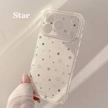 Ốp lưng Star Kavenfort trong suốt màu xám với họa tiết chấm mực và ngôi sao, thiết kế ngôi sao màu xám tối giản, tương thích với iPhone 17, 17 Pro Max, 16, Full Coverage, 14, độc đáo, hình học, phong cách tối giản, phong cách INS. - Trong sáng - Xem 3