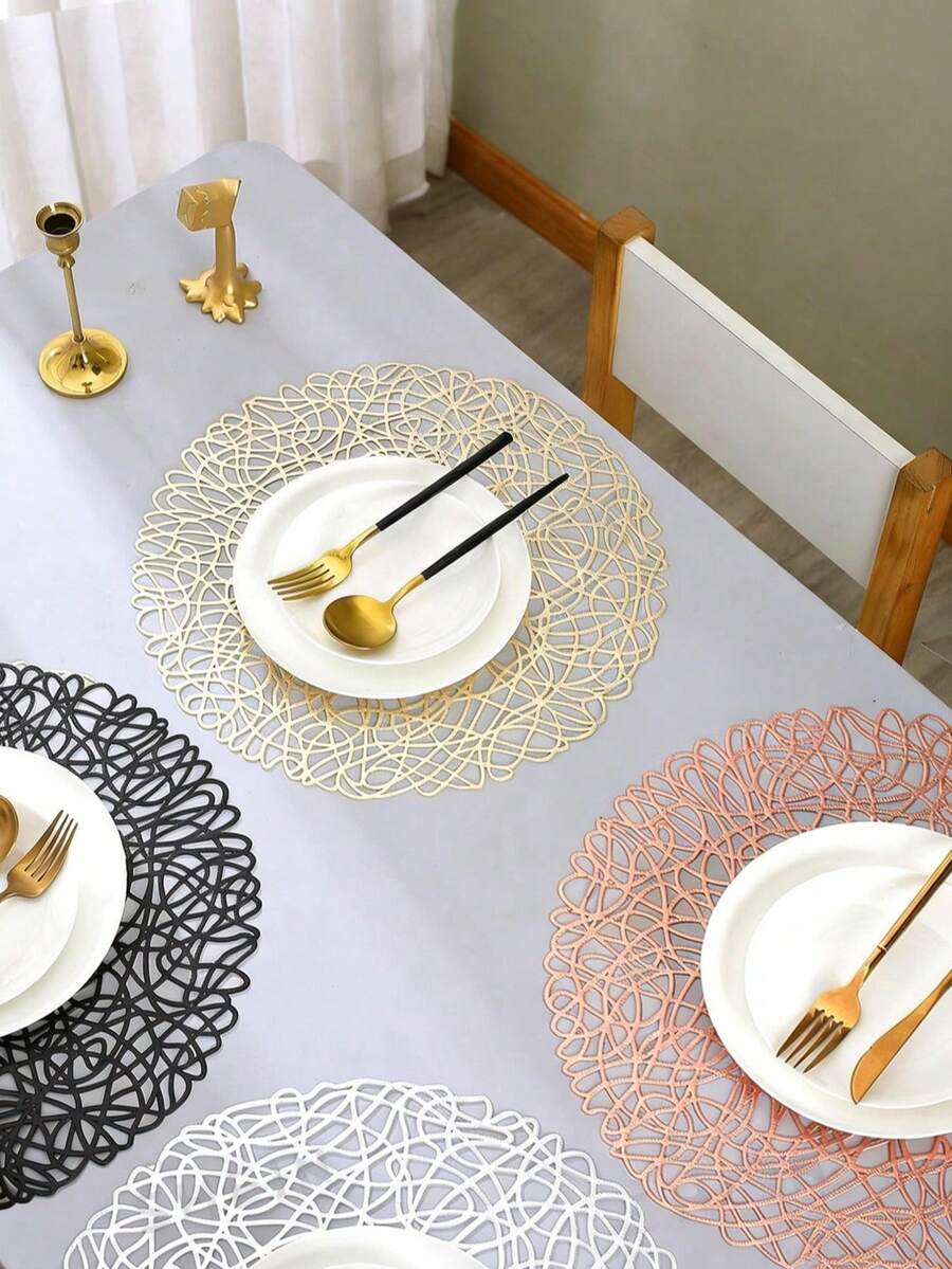 Set de 1/2/4 piezas de individuales de PVC con diseño de cuerda, aptos para cocina, mesa de comedor, interior/exterior, lavables, resistentes al calor, fáciles de limpiar, aplicables para bodas, campamentos, fiestas y días festivos - Multicolor - Ver 1