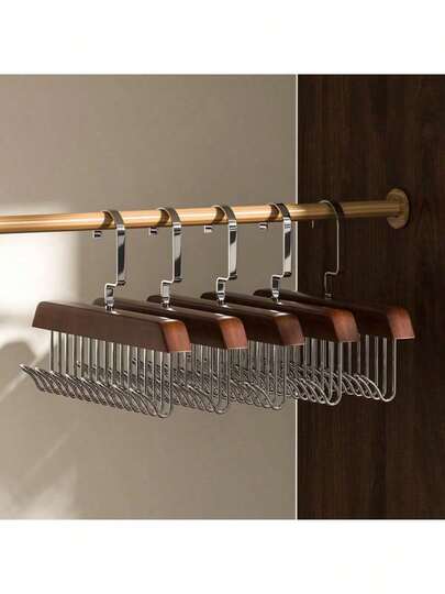 Multi Functional Hook Clothes Hanger, Made Of Solid Wood Material, With 8 Hooks, Suitable For Storing Underwear, Vests, Ties, And Belts. It Is A Storage Tool For Household And Dormitory Use, With A Capacity Of 1Pc