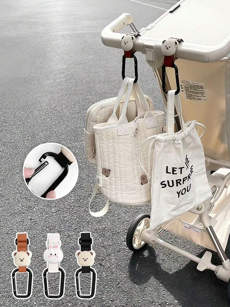 Large Stroller Hook, Durable Faux Leather Material, Suitable For Baby Stroller Storage, Stroller Accessory - Multicolor - View 1