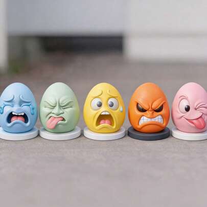 1个创意趣味表情彩蛋装饰 - 愤怒、痛苦、悲伤、震惊、搞笑，适合DIY、家居、卧室、书桌、办公室、汽车装饰，具有疗愈功效，是送给朋友的创意礼物。