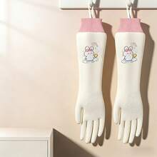 A Pair Of Cleaning Gloves For Home Use, Comfortable Dishwashing Gloves For Household Chores And Kitchen Use, Durable, Thick, And Wear-Resistant, Suitable For Washing Clothes And Cooking, Essential For Outdoor Camping - Size L [Suitable for Women] One Pair - View 2