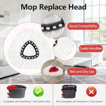 Spin Mop Replacement Set Compatible With O-Ceda EasyWring 1-Tank Spin Mops 2 Microfiber Mop Head Refills Adjustable 30 58 In Stainless Steel Handle Scrubber Brush Head And Spin Base M Round - Red - View 5