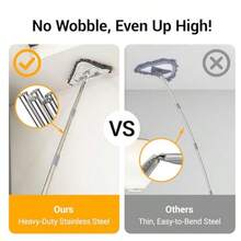 7-In-1 Triangle Mop Set With 7 Replaceable Heads And Adjustable Long Handle For Walls Floors Windows Baseboards White - Trắng - Xem 7