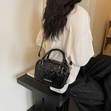 New Fashion Quilted Small Handbag For Women – Mini Tote With Top Handle And Crossbody Strap, Elegant And Versati - Black - View 5