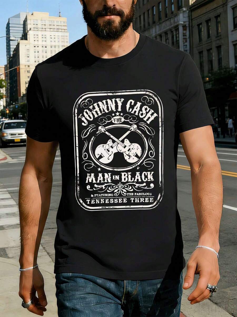 Men Plus Size T-Shirts - Black - View 1