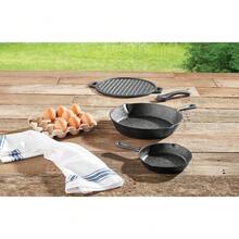 Heavy-Duty 4-Piece Pre-Seasoned Cast Iron Cookware Set, Durable Skillet & Griddle Combo For Kitchen, Camping & Grilling - Default - View 3