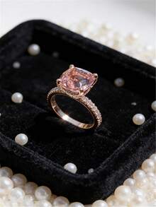 1枚女士时尚个性化戒指 - 镶嵌锆石精致珠宝 - 适合作为情人节、周年纪念日、生日等浪漫礼物送给女友、妻子 - 玫瑰金 - 查看 4