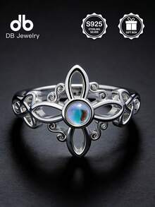 1 chiếc nhẫn nút thắt phù thủy bằng bạc Sterling S925, trang sức dành cho nữ, thích hợp để trang trí hàng ngày, trang trí lễ Phục sinh, trang trí lễ hội âm nhạc, quà tặng lễ Phục sinh, quà tặng Giáng sinh, quà tặng đám cưới, đi kèm hộp quà - Nút thắt phù thủy đá mặt trăng - Xem 2