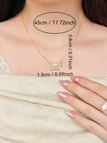 1件不对称锆石镶嵌纯银项链，时尚精致，适合女性日常佩戴。 - 金黃色 - 查看 4