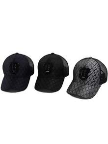 1 pieza Gorra de béisbol de mujer con patrón de rombos negros, visera casual adecuada para la calle, fiestas, viajes de verano, con protección UV - A - Ver 7