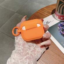 1pc Simple Orange Earphone Case For AirPods4th Generation Protective Case Pro 2nd Generation Apple Bluetooth Earphone Cover AirPodPro Silicone Earphone Box AirPod1/2 Generation Soft Case Personalized 3rd Generation Anti-Fall Protective Cover (Earphones Not Included) - Orange - View 6