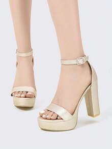 女士高跟鞋，欧美厚底镶钻凉鞋，适合T台走秀、钢管舞、舞台表演 - 金色 - 查看 4