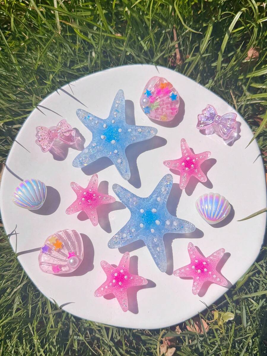 12pcs Casual Sandal Accessories DIY Detachable Ocean Creature Shoe Charms, Suitable For Women's Sandals, Fun Personalized Shoe Decoration, Perfect Gift For Holidays And Parties - Multicolor - View 1