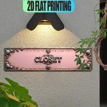 2D Piatto - Un cartello in ferro multifunzionale con titolo in inglese "Closet Pink Gray Silver Floral Swirl", adatto per varie posizioni come bar, soggiorni, sale da pranzo, hotel, camere, ristoranti, uffici, garage, ecc. - multicolore - Visualizzare 6