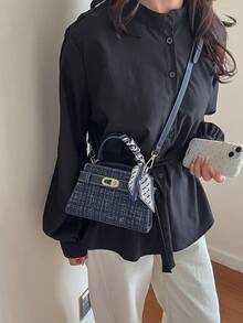 Mini Fashionable Versatile Contrast Color Casual Handbag, Women's Shoulder Crossbody Bag - Royal Blue - View 2