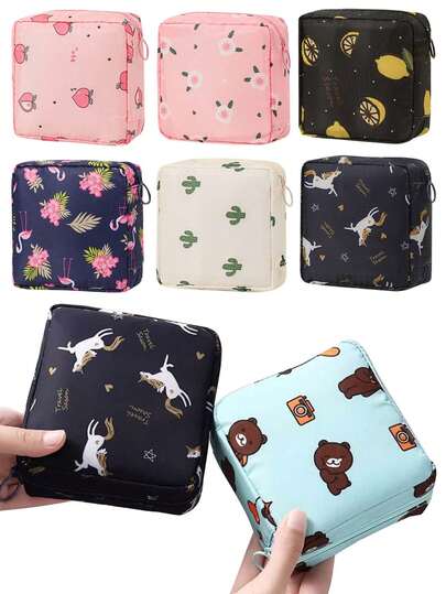 1 Túi đựng băng vệ sinh di động, Túi đựng băng vệ sinh họa tiết bé gái hoạt hình, Túi đựng băng vệ sinh bằng vải Oxford có khóa kéo, Dung tích lớn, Chống thấm nước, Thiết kế hoạt hình, Túi đựng mỹ phẩm du lịch, Ví đựng tiền xu, Túi đựng đồ dùng vệ sinh cá nhân, Túi đựng đa năng, Có thể dùng để đựng tiền xu, mỹ phẩm, son môi, băng vệ sinh.