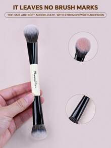 HUAQINVHAI 米色盒装双头多功能腮红刷、修容刷、高光刷、粉底刷、散粉刷套装，附赠便携式化妆包。 - 米色 - 查看 5