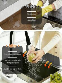 升级版硅胶厨房水槽防溅挡板,带吸盘。通用吸盘式防溅挡板,适用于各种台面。易于安装的水槽侧边防溢装置。厨房水槽防溅挡板 - 无需工具即可安装(请仔细阅读安装说明,否则安装可能不稳定)。 - 彩色 - 查看 3