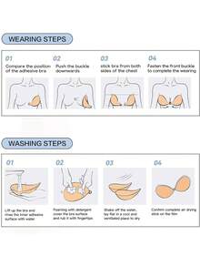 1对隐形粘性聚拢文胸，带透明挂脖肩带，可重复使用，适用于露背连衣裙和上衣的粘性无肩带文胸 - 彩色 - 查看 7