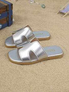 Dép đi trong nhà trẻ em kiểu dáng thường ngày mới năm 2026, thiết kế unisex, tối giản thanh lịch, phù hợp cho mùa hè, đi biển và du lịch. - Bạc - Xem 5