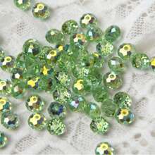 100pcs 8mm High Quality Glass Crystal Beads, Flat Round Loose Beads, Suitable For DIY Bracelet And Necklace Jewelry Making - Green - View 2