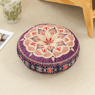 1 chiếc đệm tròn dày dặn, thoải mái, chống trượt, mềm mại kiểu Bohemian, thích hợp làm thảm thiền, đệm ngồi, đệm lưng, đệm ghế ô tô, sử dụng được quanh năm.