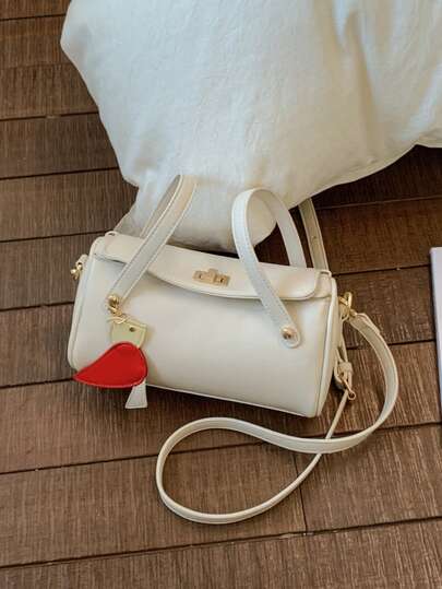 1 chiếc túi đeo vai thời trang thanh lịch dành cho nữ, kiểu dáng tối giản sang trọng, chất liệu PU, xách tay, có mặt dây chuyền, phù hợp cho sử dụng hàng ngày, đi làm, du lịch, phong cách quý phái.