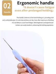 9支装软塑料柄钩针套装，0.8毫米-2.5毫米符合人体工学的防滑编织针，光滑金属钩针，适用于阿米格鲁米玩偶、蕾丝工艺品，适合初学者和经验丰富的钩针编织者 - 9PC - 查看 7