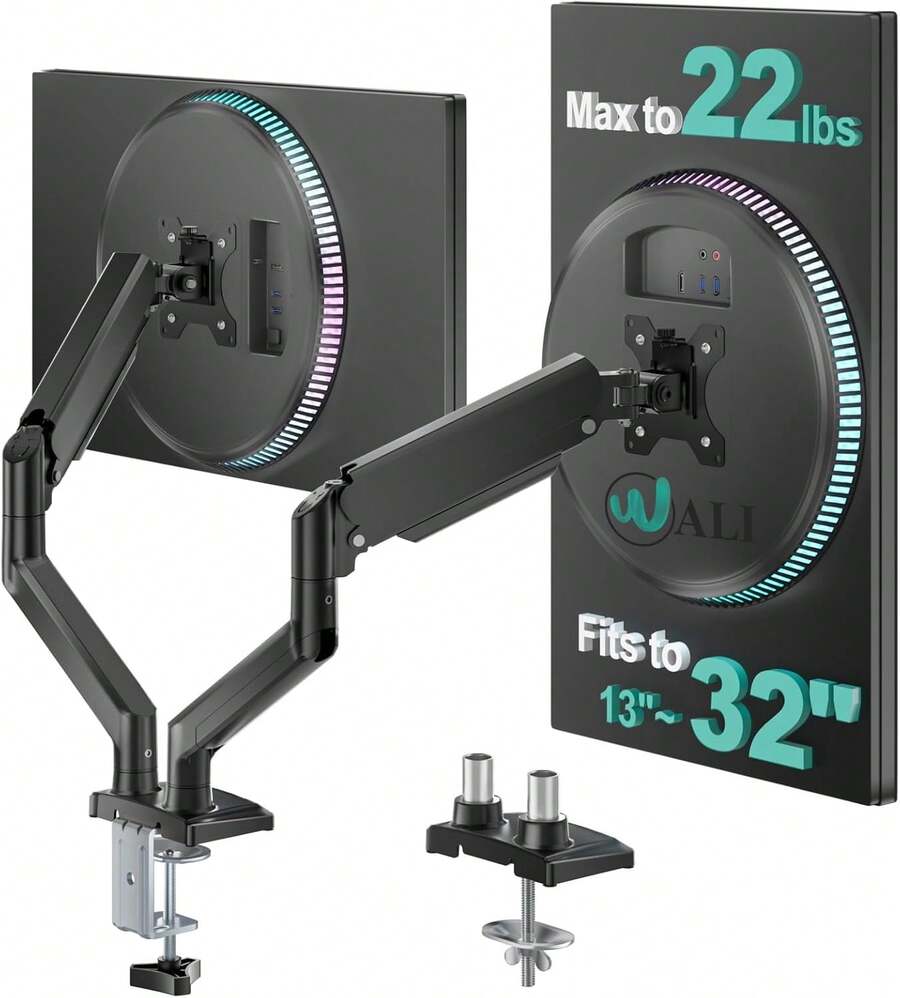 WALI Dual Monitor Stand 13-32 Inch Computer Screens, Dual Monitor Arms ...