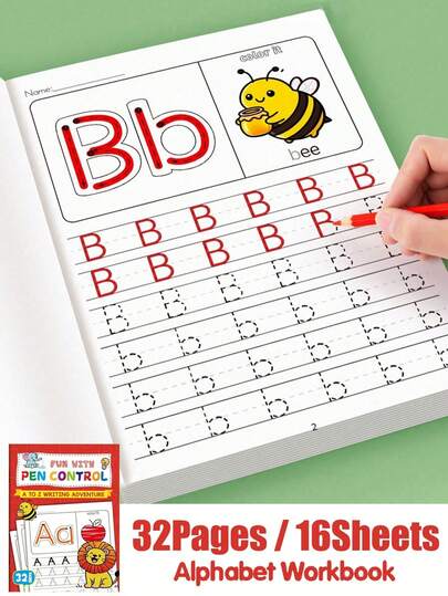 מחברת תרגול אותיות A-Z אחת, כוללת תרגול כתיבה, מחברת קליגרפיה רב פעמית ומחברת תרגול קסמים, מתאימה לתלמידים, ציוד כתיבה, ציוד למידה, מתנה אידיאלית לחזרה לבית הספר, תגמולי למידה, חגים או ימי הולדת