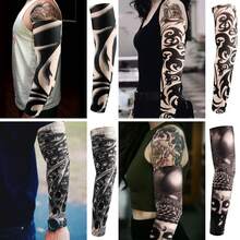 Elastische Tattoo-Armstulpen - UV-Schutz Kühlende Armstulpen - Seidig glatte Fahrrad-Armstulpen - Geeignet für Outdoor-Aktivitäten, Angeln, Radfahren, Wandern. Geeignet für Männer und Frauen - Verschiedenfarbig - Übersicht 3