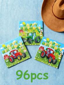 48 khăn ăn dùng một lần in hình máy kéo xanh nông trại 13"x13", thích hợp cho tiệc sinh nhật, lễ kỷ niệm chủ đề nông trại và sử dụng hàng ngày - Nhiều màu - Xem 10