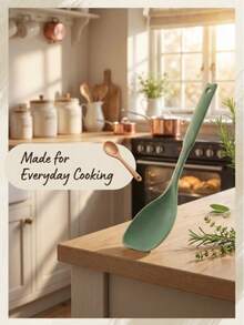 1pc Silicone Cooking Spoon, Non-Stick & Scratch Resistant, Heat Resistant Kitchen Utensil, Durable Dishwasheable Spoon For Stirring, Serving, Pancakes & Omelets, Ideal For Home Kitchen - Multicolor - View 4