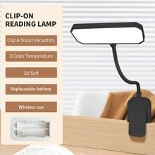 1个电池供电夹式阅读灯，360°可调节，电池供电（不含电池），适用于学生书桌、床头柜、卧室、书房、汽车、办公室、客厅和其他夜间阅读场景。 - 電池橫款書燈 - 查看 10