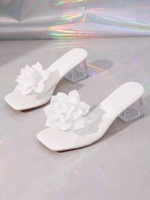 女士尖头单带高跟凉鞋，亮面皮革高跟礼服鞋，优雅适合婚礼/庆典场合，带搭扣和踝带 - 白色 - 查看 7