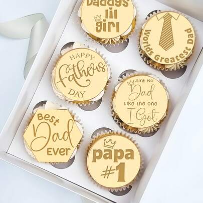 Bộ 5/10/20 chiếc phụ kiện trang trí bánh kem hình người cha tuyệt vời nhất bằng acrylic màu vàng kim, thích hợp cho Ngày của Cha, sinh nhật bố, tự làm đồ trang trí bánh ngọt.