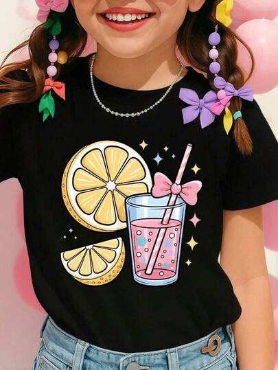 Verano 2026 Unisex Versátil Básico Moda Coreana Estilo Urbano Vacaciones Diario 100% Algodón Camisetas Gráficas Divertidas y Lindas para Niñas, Temática de Jesús, Temática de Baile, Temática de Crucero, Geniales y Divertidas, Ropa Individual para Niñas, Camisetas Negras de Verano con Estampado de Limonada, Regalo para Halloween, Día de San Patricio, Día del Deporte, Feliz Día de Pascua, Día del Juego, Cumpleaños, Camisetas de Manga Corta para Juegos al Aire Libre y Atuendo Casual, Camisetas Hip-Hop para Niñas, Camiseta Linda y Sencilla, Cómoda, Delgada y Suave, Ropa Clásica Estándar de Primavera Verano, Fácil de Combinar, Básico a la Moda, Estilo Casual Urbano Moderno, Ropa Casual Diaria, Diseño Versátil, Tela Acogedora para Todas las Ocasiones, Uso Diario