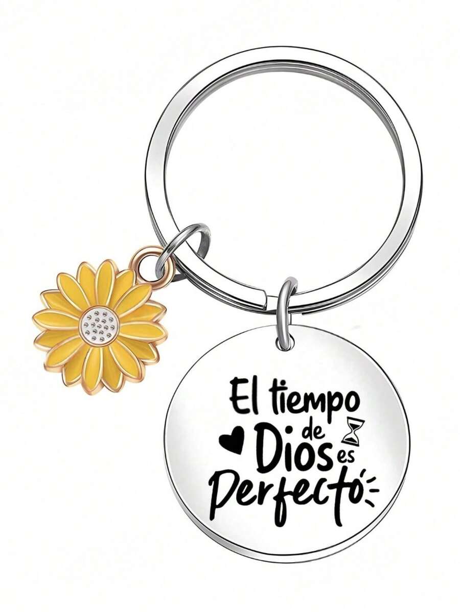 Móc khóa chữ cái khắc câu nói truyền cảm hứng tiếng Tây Ban Nha "Thời gian là Thần của sự hoàn hảo", quà tặng động viên khắc chữ dành cho đồng nghiệp, giáo viên, học sinh. - những bông hoa - Xem 1