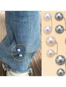 2/6 chiếc kẹp mắt cá chân bằng ngọc trai cho quần jean, kim chống xuyên ngực, khóa chống trượt, bộ điều chỉnh độ dài quần. - Nhiều màu - Xem 6