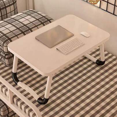 1件装可折叠笔记本电脑桌，便携式床上托盘桌，学生宿舍书桌，野餐桌，白色