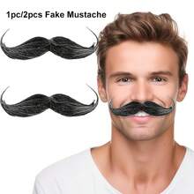 1件/2件装假胡子，粘贴式假胡子，自粘式逼真胡子套装，适用于生日派对、新奇墨西哥风情表演服装装饰、化装舞会拍照道具 - 多色 - 查看 1