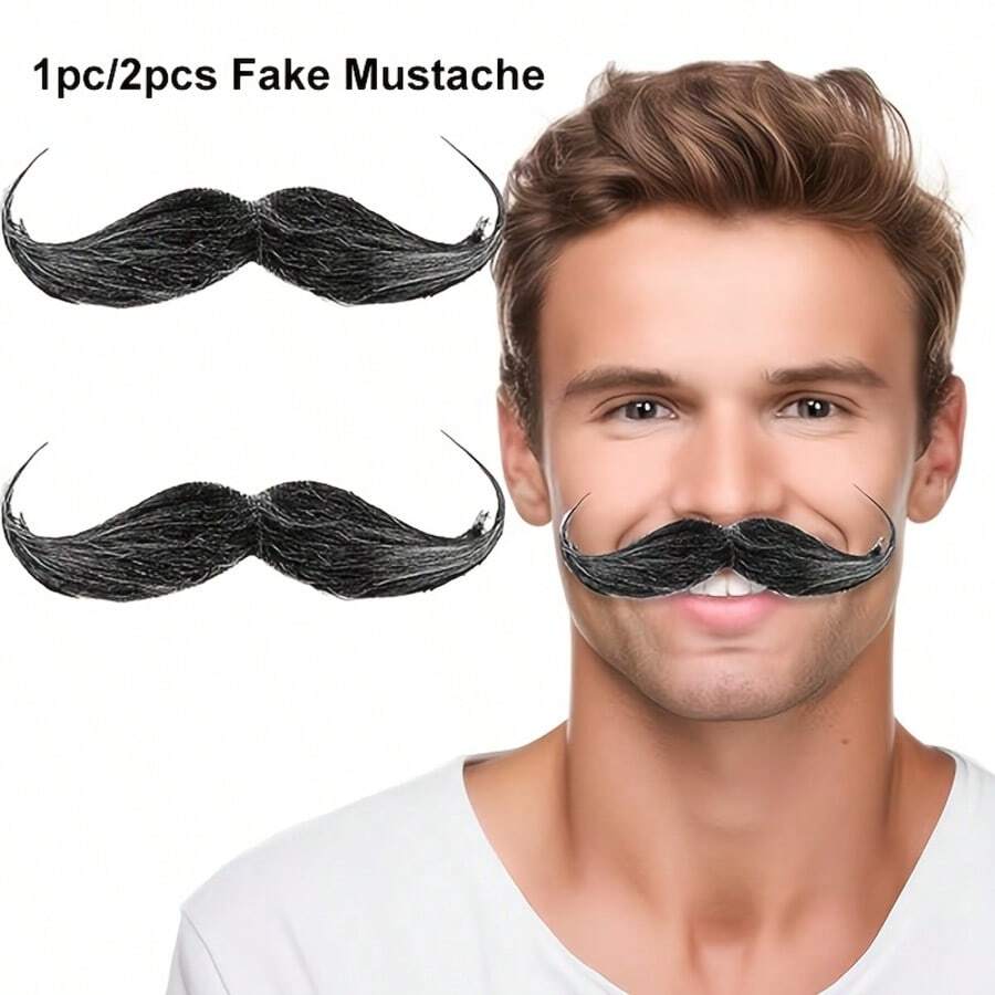 1件/2件装假胡子，粘贴式假胡子，自粘式逼真胡子套装，适用于生日派对、新奇墨西哥风情表演服装装饰、化装舞会拍照道具 - 多色 - 查看 1