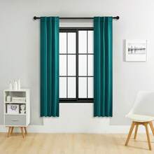 单片装或双片装可选尺寸/系带式窗帘/杆袋式窗帘/可使用夹子/遮光窗帘套装/纯色隔热遮光窗帘/适用于客厅、办公室、家庭、卧室，短款可用作厨房窗帘 - 薄荷藍 - 查看 20