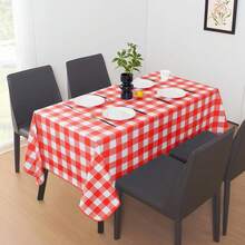 1/6pcs Red And White Plastic Checkered Tablecloth, Premium Decorative Disposable Red Checkered Tablecloth, Suitable For Parties, Rectangular Party Tablecloth, Suitable For Picnics, Farm Birthdays, Weddings, 54x108 Inches - Multicolor - View 12