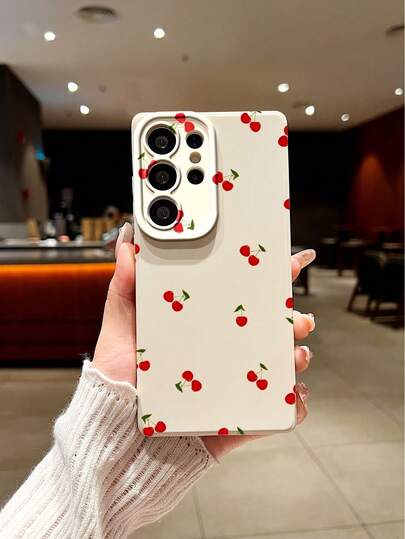 1 chiếc ốp lưng TPU mềm mại, tối giản, họa tiết quả anh đào, phù hợp cho Galaxy S25 Plus/Galaxy S25 Ultra/Galaxy Note20/Galaxy A52 5G/Galaxy S23 Ultra/Galaxy S22/13C 4G/Galaxy A35/Galaxy /Honor/Note13pro/S23 Ultra/S24 Ultra/S25/A56