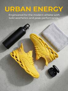 Men's Athletic Yellow Shoes With Hollow EVA Sole Lightweight Sport Sneakers For Running Fitness And Urban Street Style - Màu vàng - Xem 8