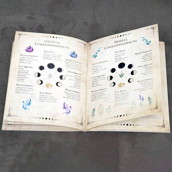 Diario della magia lunare, libro degli incantesimi lunari, gioco di carte, grimorio, quaderno per la pianificazione di rituali di stregoneria, il monitoraggio delle fasi lunari, la manifestazione della luna piena e della luna nuova, la scrittura del libro delle ombre, la pratica spirituale, copertina rigida, diario guidato per uso quotidiano