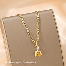 Minimalist Enamel Banana Pendant Necklace, Delicate Enamel Craftsmanship That Won't Fade, Unisex Multifunctional Design. Suitable As A Gift For Children, Classmates, Siblings, A Cute And Meaningful Present. - Yellow Gold - View 7
