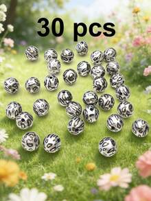 5/10/20/30/50pcs Multi-Color Fashionable Cute Leopard Print Heart Beads, Focal Beads Suitable For DIY Necklace, Bracelet, Earring, Keychain, Phone Strap, Decorative Pen, Couples Gift - Multicolor - View 33